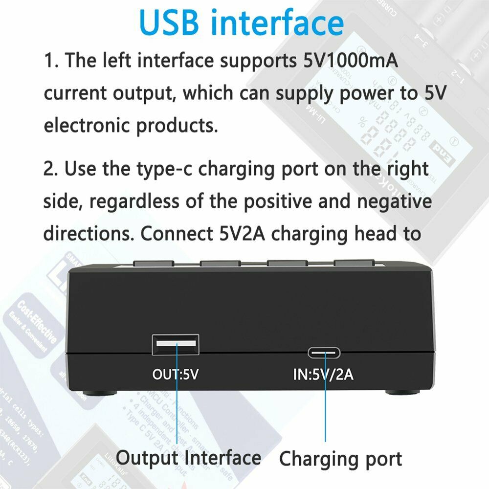 LiitoKala Lii-M4 LCD Display Smart Universal Battery Charger for 18650 AA AAA