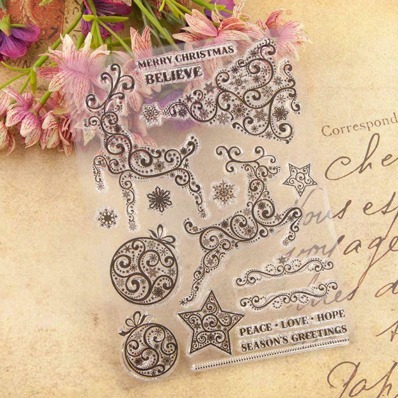 Xmas Deer Tree Silicone Clear Seal Stamp DIY Scrapbooking Embossing Photo Album