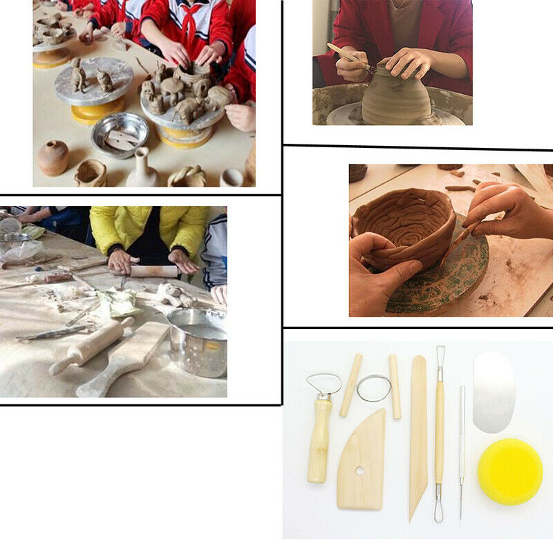 8pcs Pottery Clay Tool Set Pottery Ceramics Molding Tools Wood Sponge Too.l8