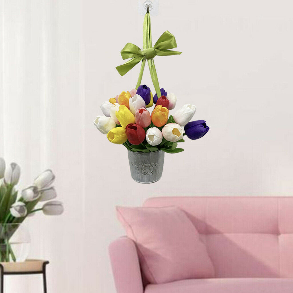 Tulip Bucket Wreaths for Front Door Wall Party Mother's Day Home Decor
