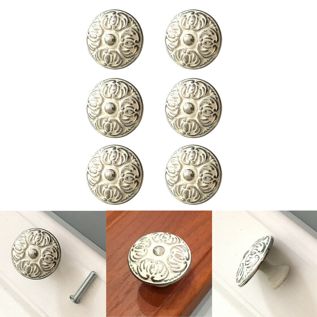 6xKitchen Cabinet Knobs Cupboard Zinc Alloy Handles Wardrobe Furniture Pulls