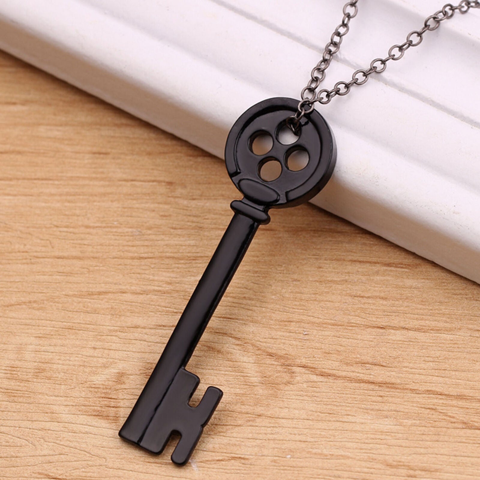 Women Black key Pendant Necklace Halloween Party Jewelry