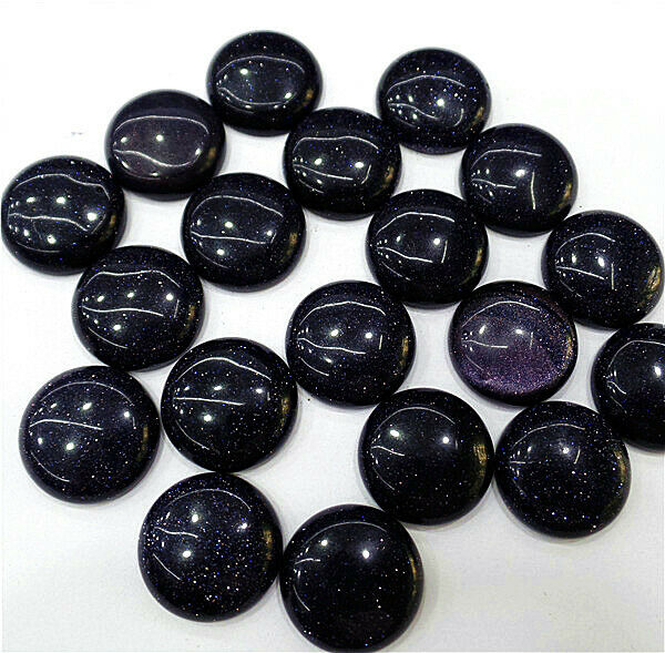 10Pcs 20mm Wholesale Blue Sand Stone Round Cab Cabochon Jewelry Making HH7151