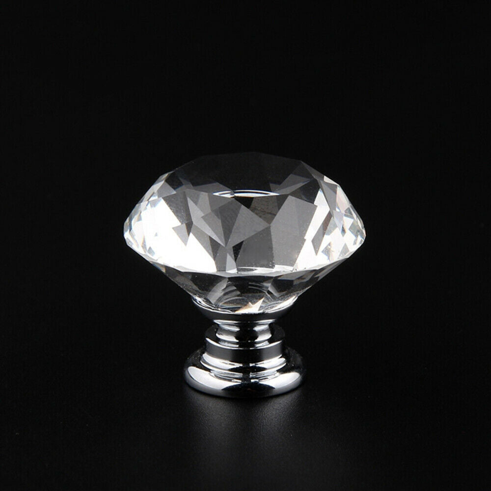 30mm Glass Diamond Crystal Dresser Knobs Drawer Pull Handle Cabinet Door 20PCS
