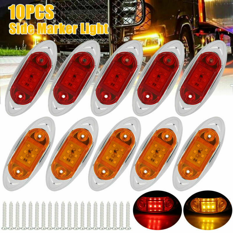 10X Side Marker Clearance Trailer Truck RV LED Light Amber/Red Waterproof 12/24V