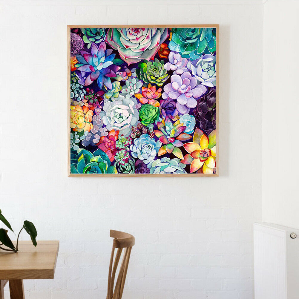 5D Full Square Drill Mosaic Picture DIY Colorful Flowers Diamond Painting @