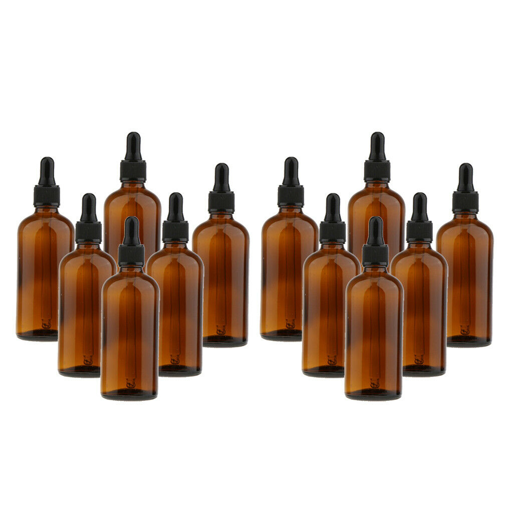 12pcs Amber Glass Bottles with Glass Eye Dropper Dispenser for Essential Oils US
