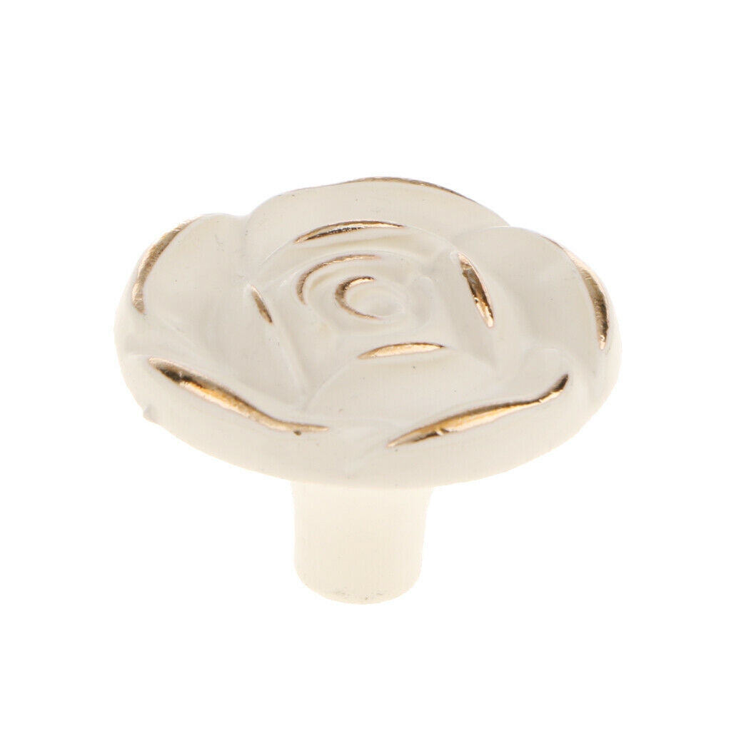 Roes Pull Knob Handles for Cabinet Drawer Cupboard Wardrobe Door_Gold White