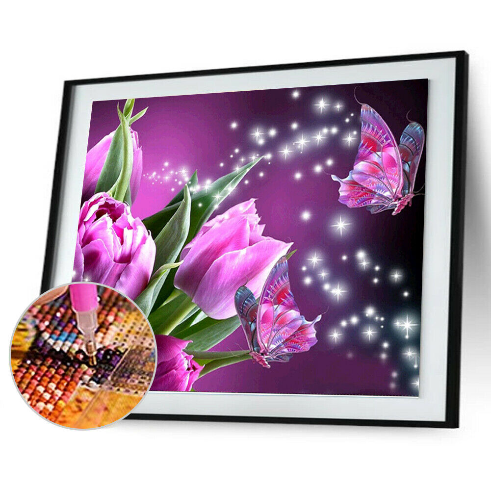 Butterfly Flower 5D Full Drill Diamond Painting Embroidery DIY Cross Stitch @