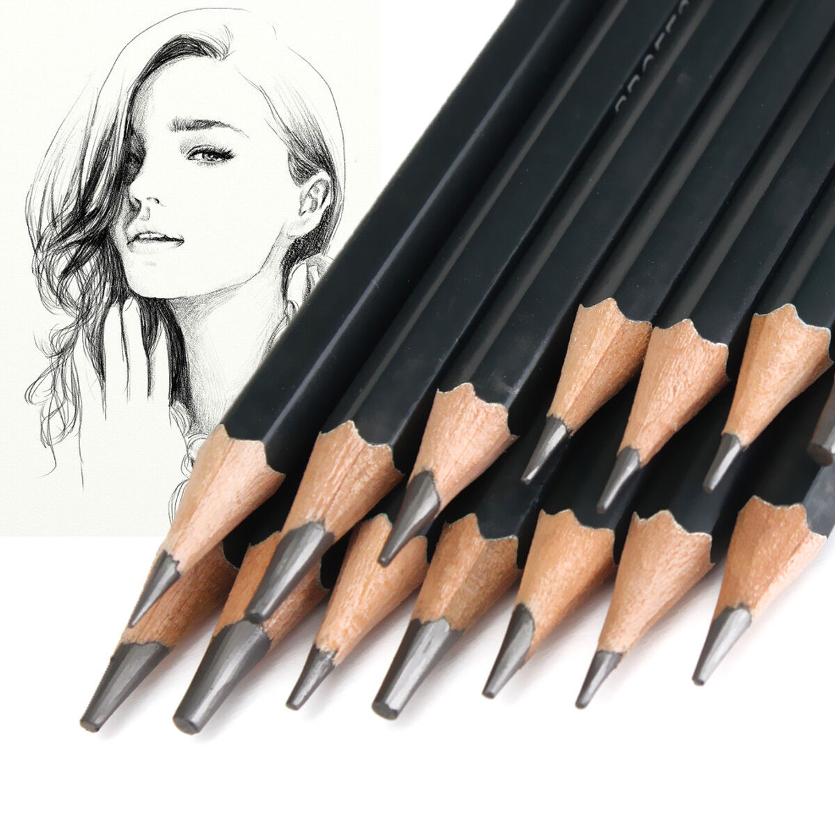 14pcs Artists Sketch Drawing Pencil Set 12B-6H Sketching Art Craft Gift Black xf
