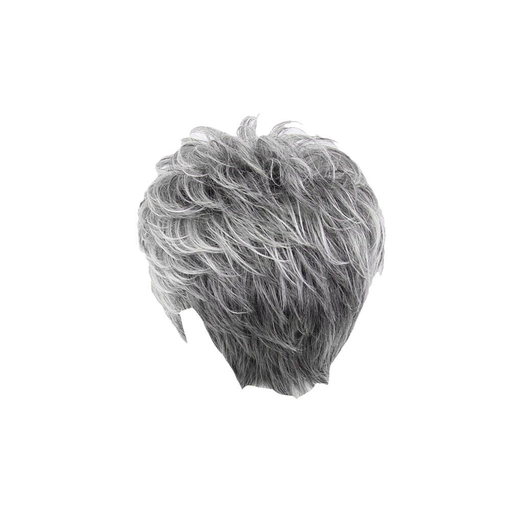 Women Straight Hair Natural Full Head Wigs White Gray Wig