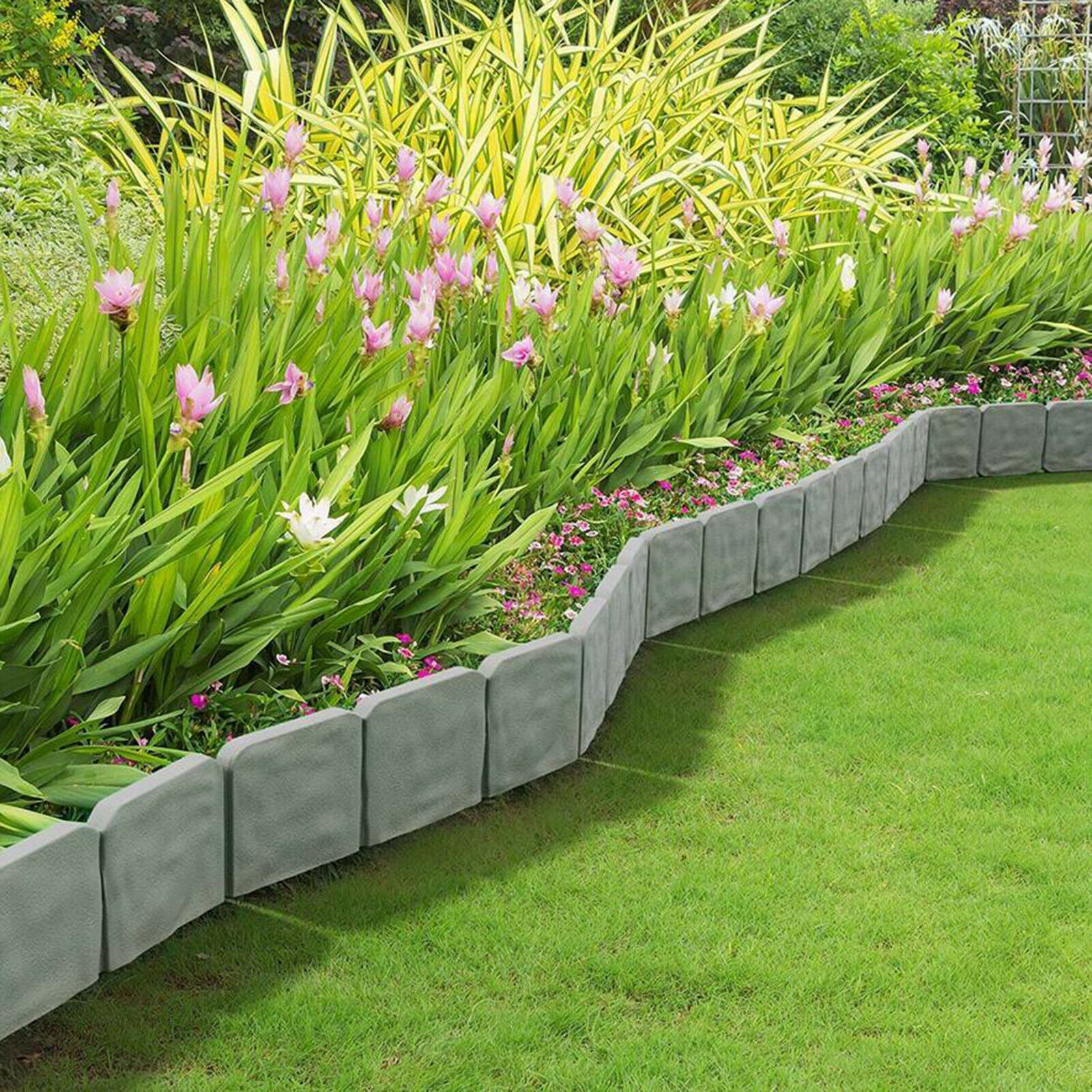 10pcs Flexible Garden Border Decorative Stone Trim 10 Pieces DIY Palisade