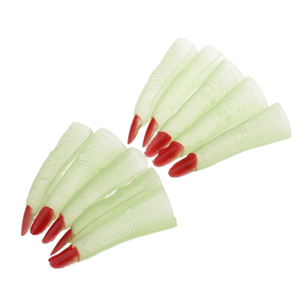 5 Pieces Halloween Party Glow in the Dark Witch Red Claw Tips Finger Nails