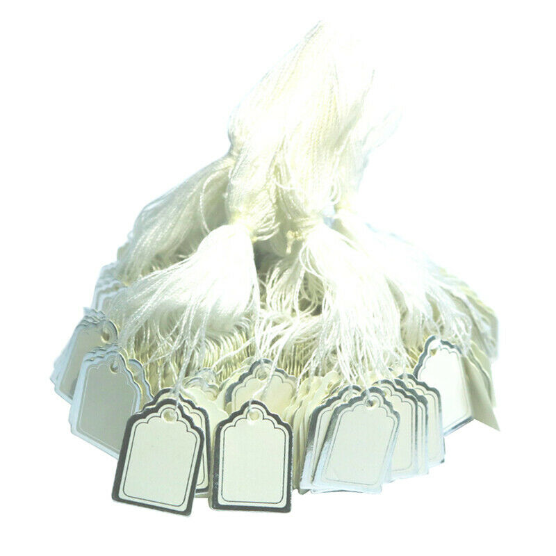 500 Packs Blank Writable Price Tag Clothing Labels with String Marking Paper