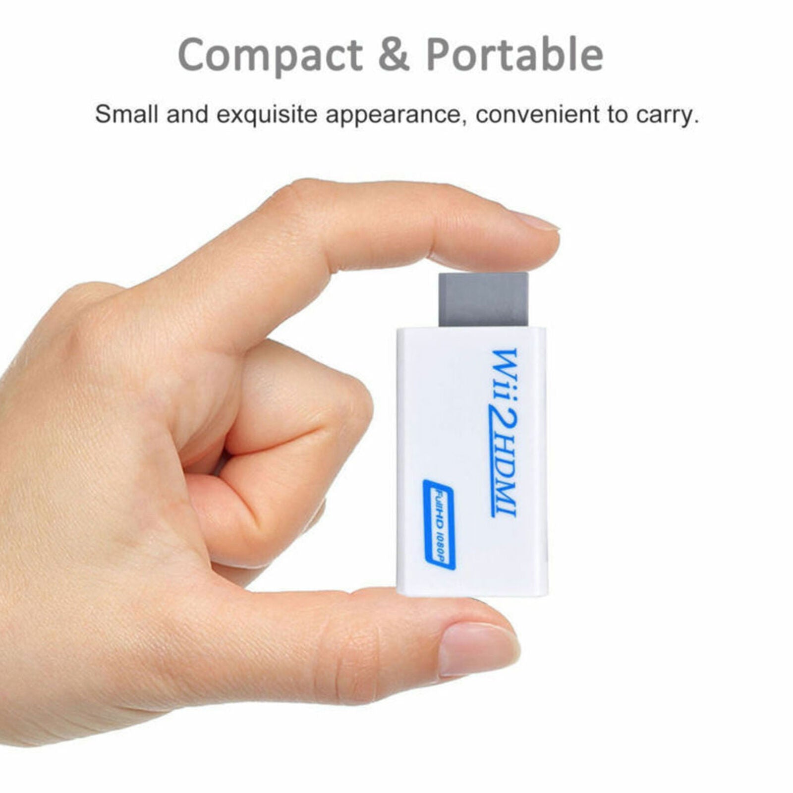 For Wii to HDMI HD VideoUpscaling Converter Adapter White+HDMI Cable 720P 1080P