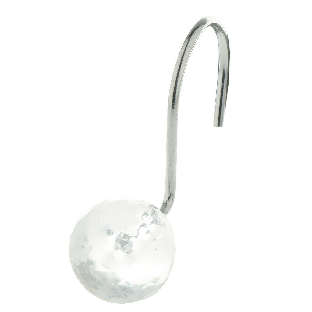 Acrylic Ball Curtain Hooks Rings Rustproof Metal Hook   for Shower Curtains /