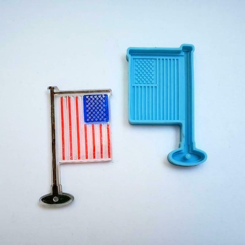 Blue Shiny US Independence Day Flag Keychain Mold for Valentine Love Gift