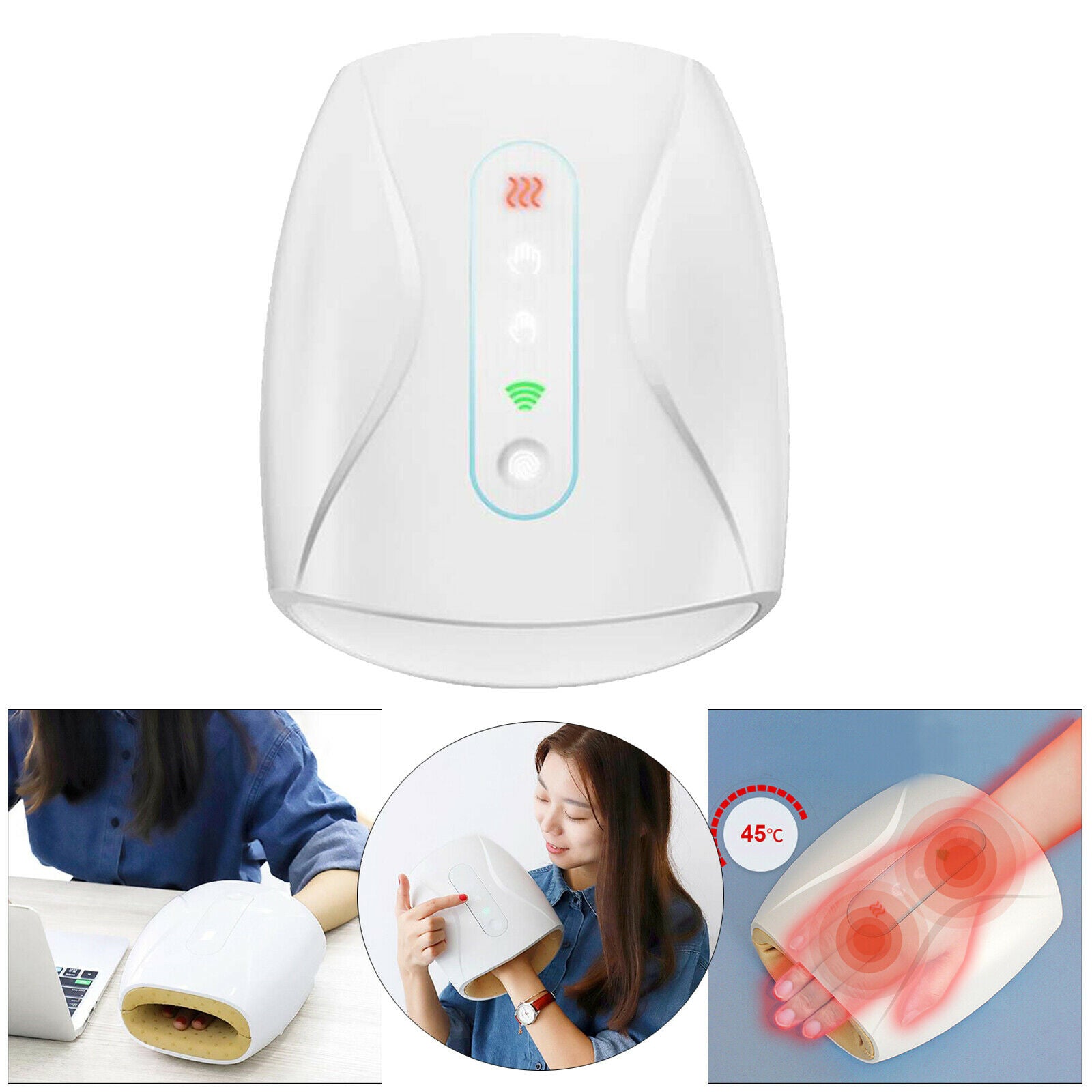 Cordless Hand Massager with Heat Compression 6 Modes 3 Levels for Arthritis
