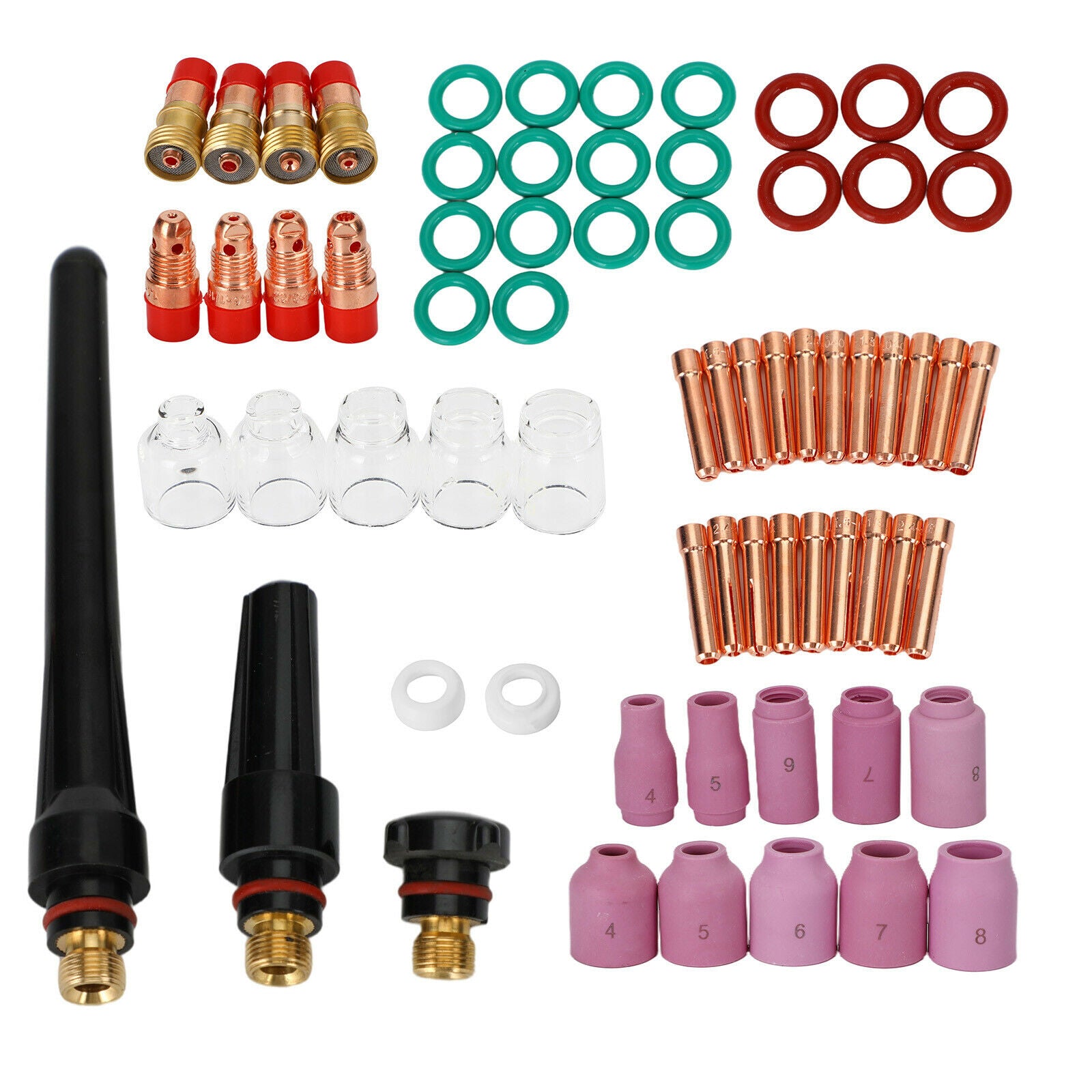 68PCS TIG Welding Torch Stubby Gas Lens Pyrex Glass Cup Kit For WP-17/18/26