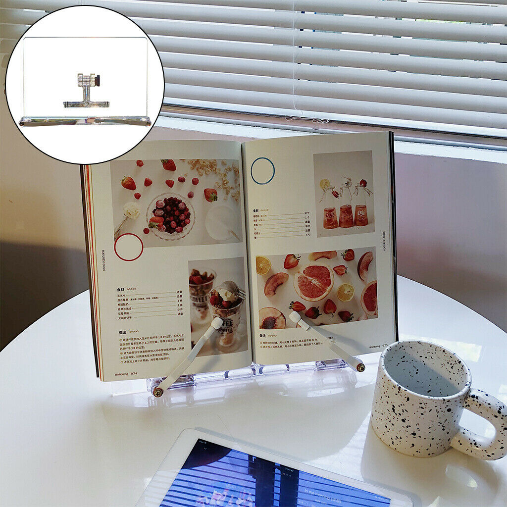 Transparent Acrylic Book Stand Reading Bookshelf for Notebooks Music Sheets