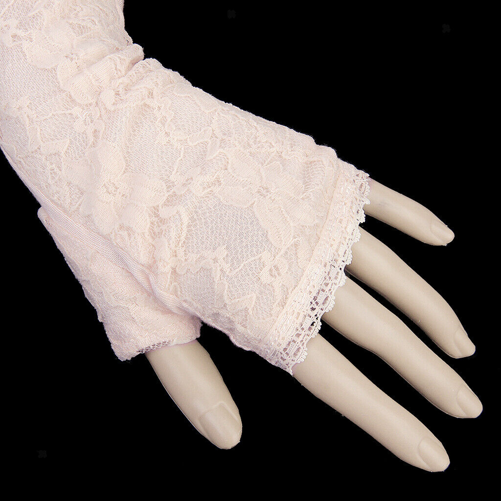 Nude Long lace UV Protection Sun Bridal Golf Driving Gloves Arm Sleeves