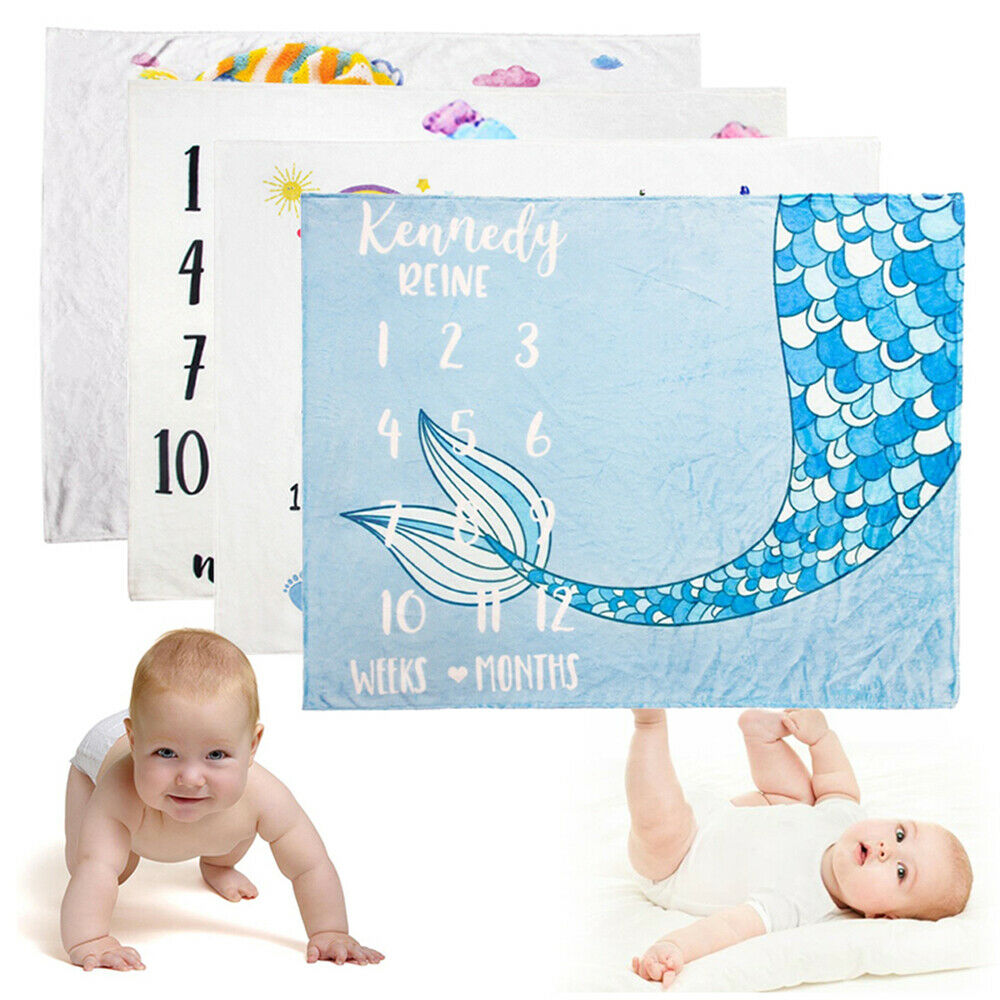 Infant Baby Monthly Milestone Blanket Swaddle Wrap Flannel Photography Blanket