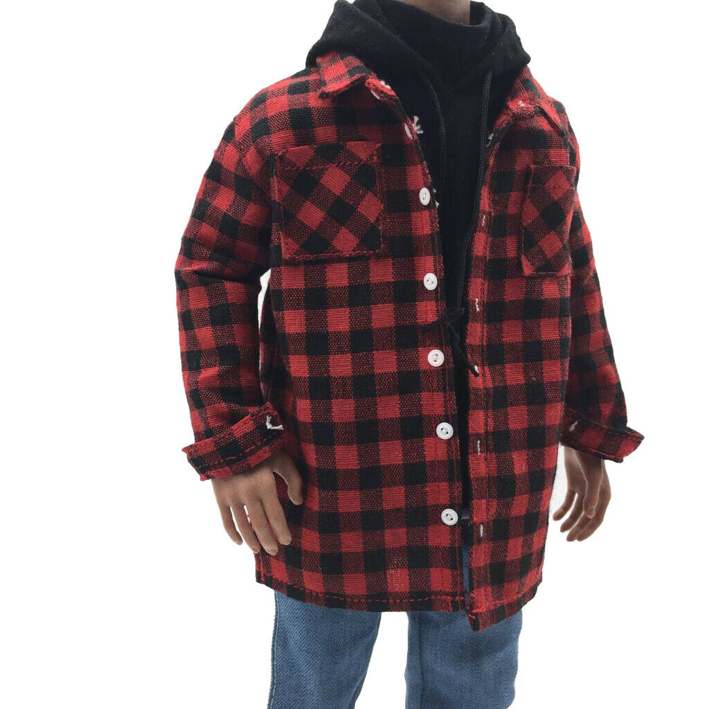 1/6 Male Red Plaid Casual Shirt Clothes for 12inch TBLeague BBI Dress up