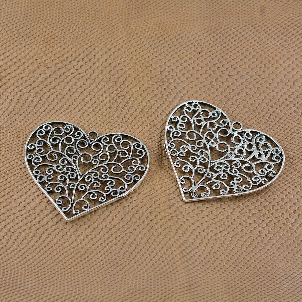 10 pieces Fashion Jewelry Making Charms Large Size Hollow Filigree Heart Charm