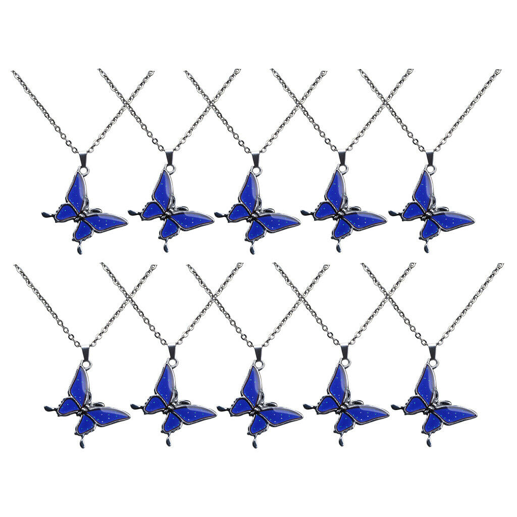 10 Pcs Butterfly Shaped Mood Pedant Necklace Choker Color Change for Girl
