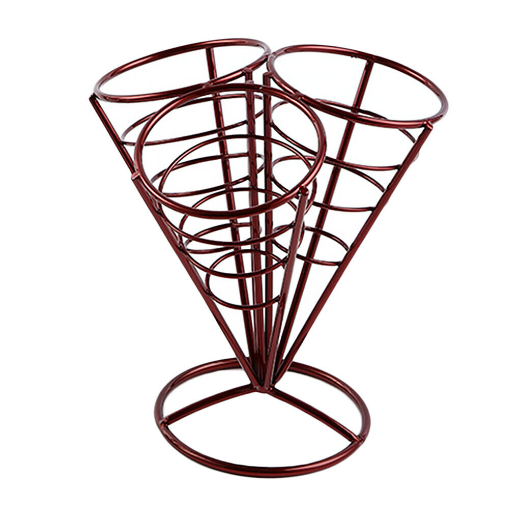 French Fry Stand Cone Basket Holder for Fries Fish Chips Appetizers Red