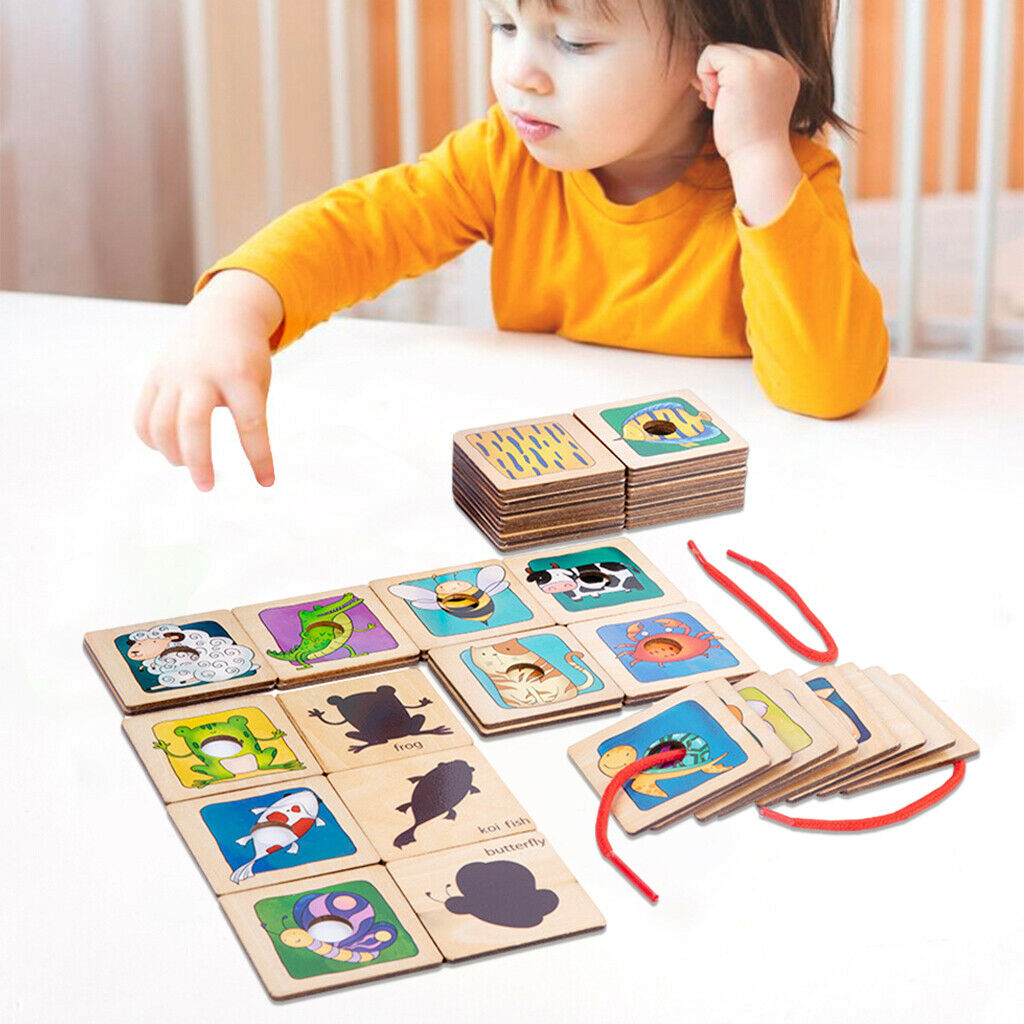 Kid Cognition Puzzle Cards Wooden Matching Game Cards Early Educational Toys