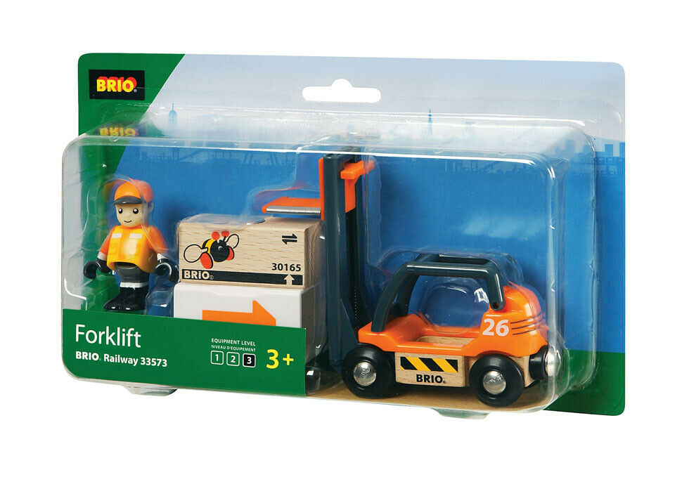 33573 BRIO Forklift Truck Wooden Train Railway Rolling Stockinc 4pc Age 3 Years+