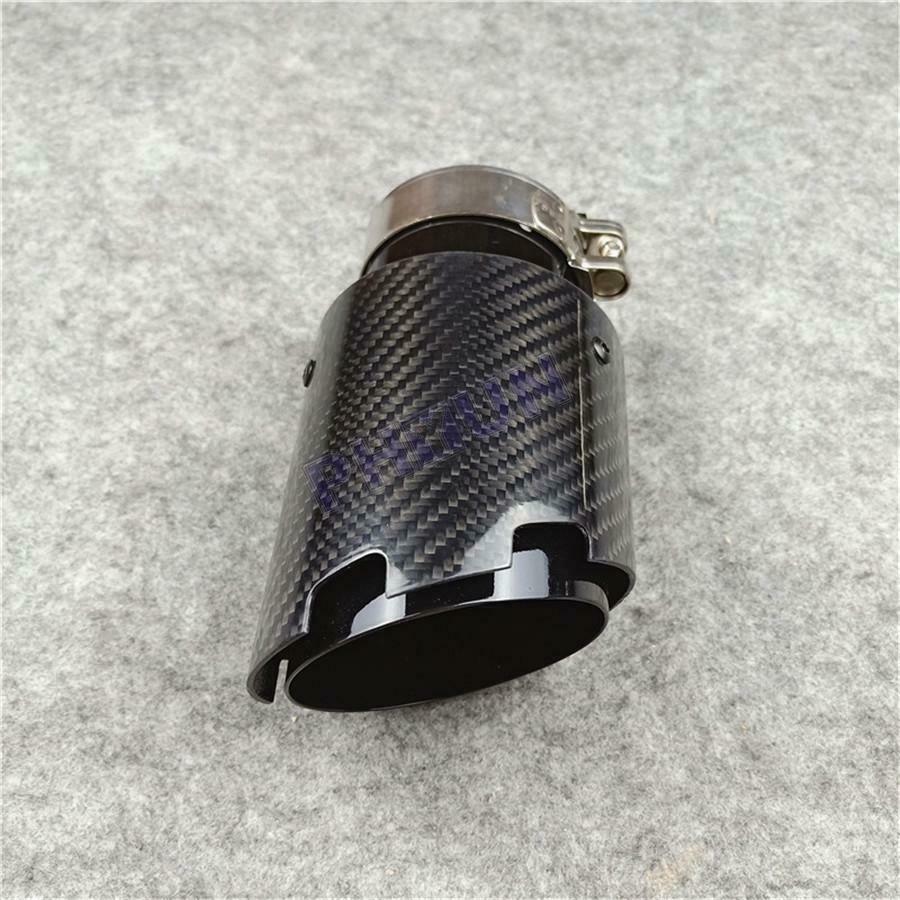 63mm INLET Car Exhaust Muffler Tail Pipe Carbon Fiber Stainless Steel Universal