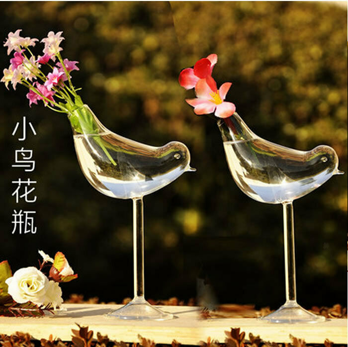 Bird Shaped Glass Hydroponic Plant Flower Vase Terrarium Container Pot Craft