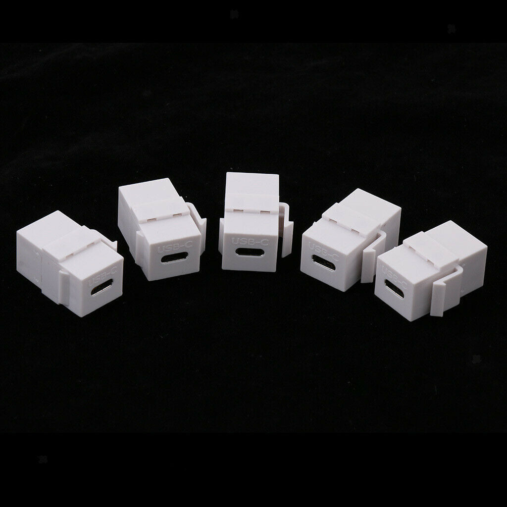 5Pieces Wall Plate Keystone   USB C Type C Female/Female, Coupler Type, White