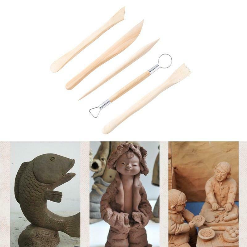 Pack of 5pcs Pro Pottery Tool Kit for Students Carving Modeling Shaping Scraping