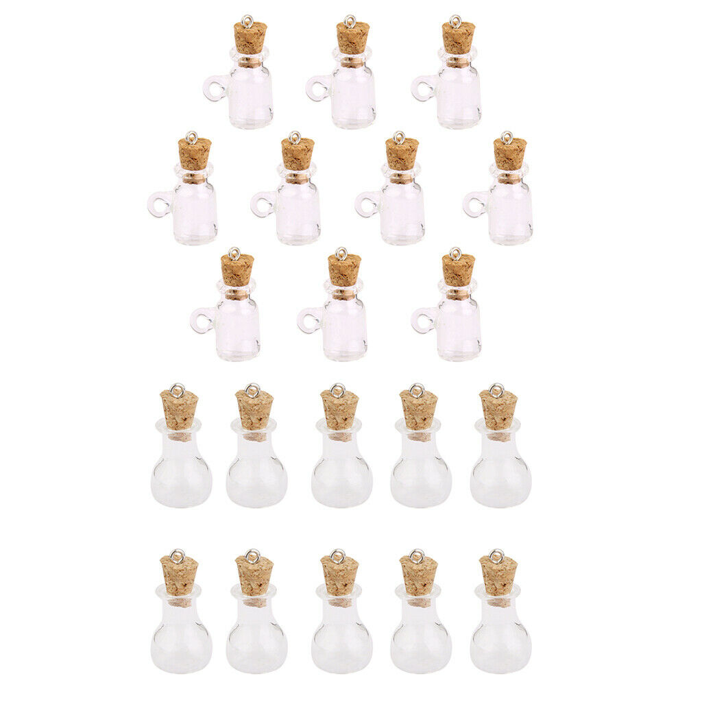 20pcs Small Glass Cork Bottle Wishing Bottle Craft Pendants Jewelry Wedding