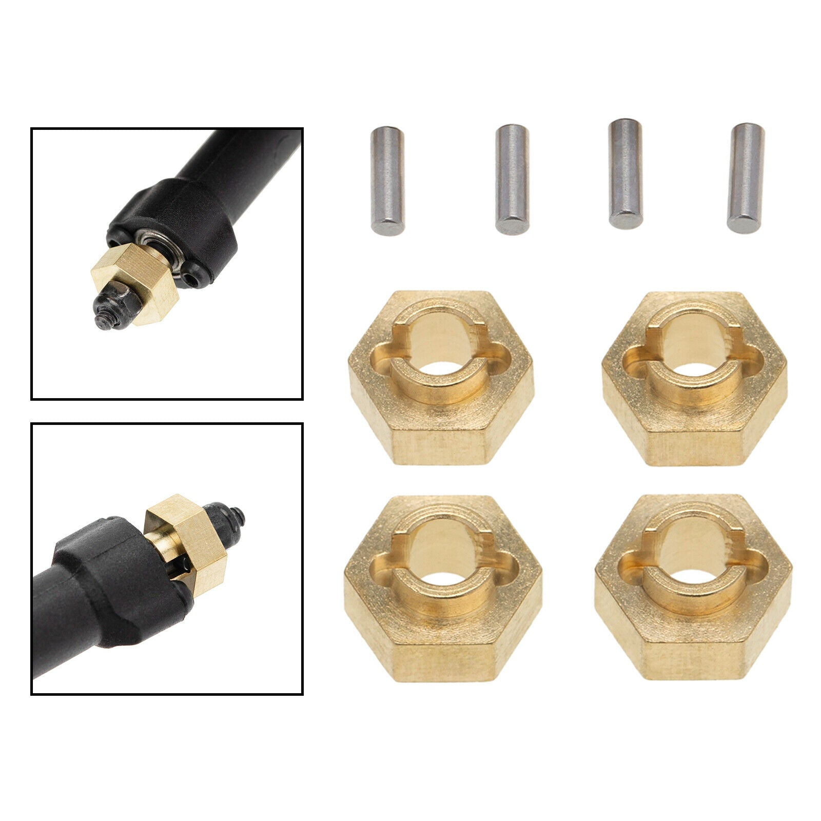 4Pcs RC Metal 3mm Brass Hex Adapter for Axial SCX24 AXI90081 Buggy DIY Parts