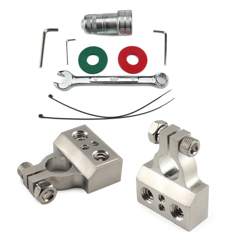 1Set Terminales De Bateria De Calibre 0GA-8GA Con Positive Negative Battery Clip