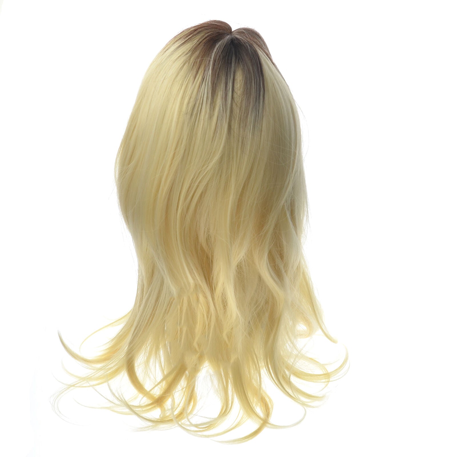 Fashion Girl Dark Roots Ombre Golden Blonde Wig Short Wavy Synthetic Wigs