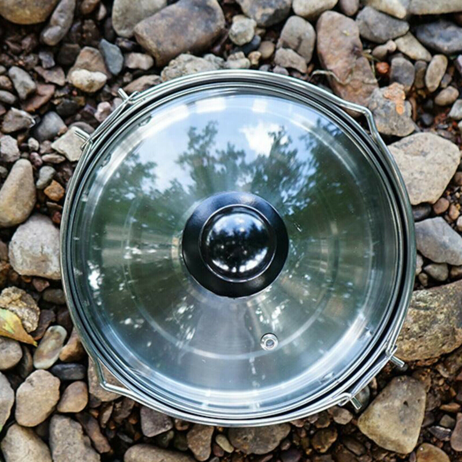 Stainless Steel Sauce Pan Stock Pot With Glass Lid Korean Noodle Pot Camping