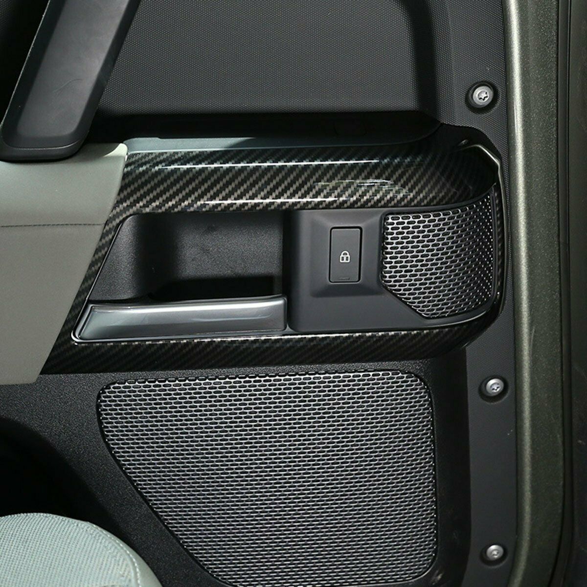 For Defender 110 2020-2021 4Pcs Carbon Fiber Door Handle Frame Covers Kit ABS