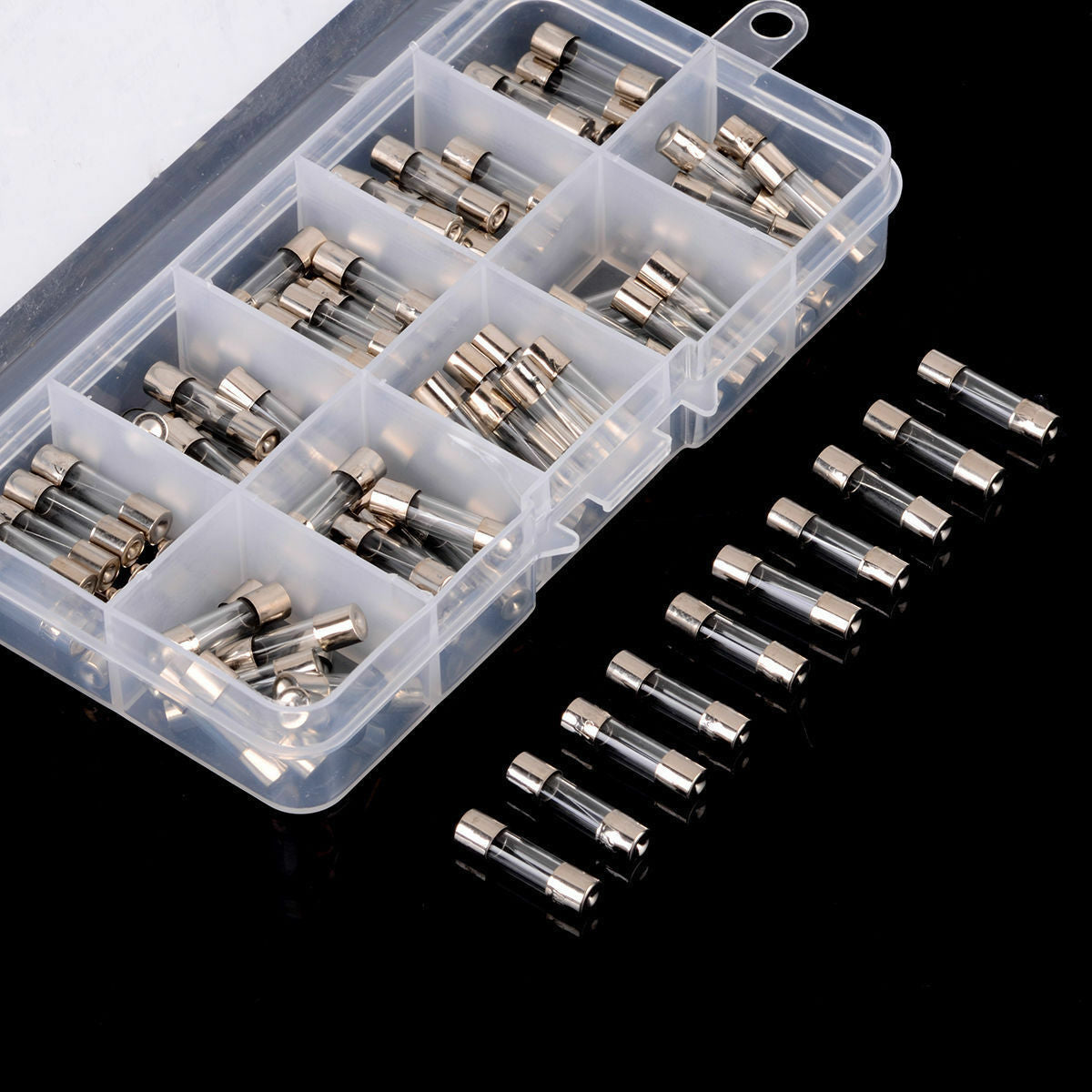 100Pcs 5*20mm Electrical Fuse Amp Fast-blow Circuits Glass Fuse Box Set 0.2A-15A