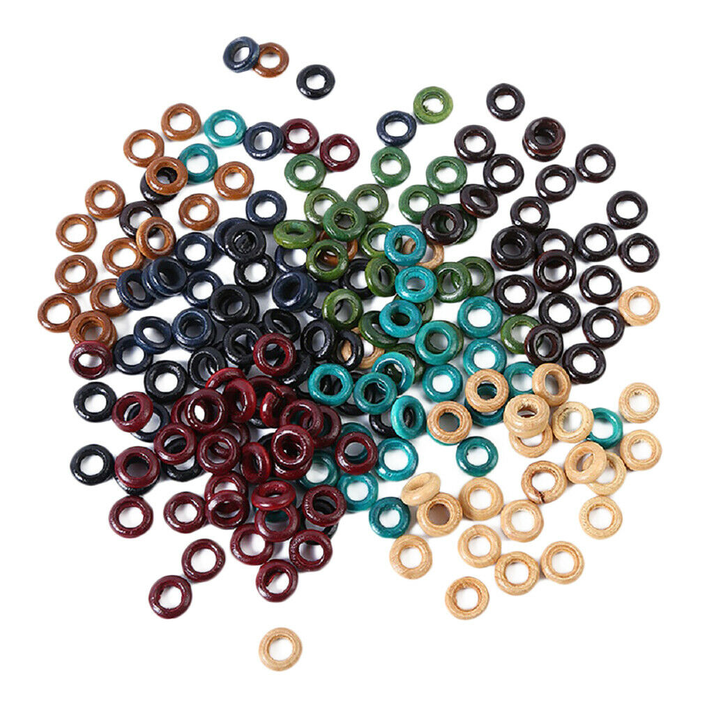 100 Pieces Multi Color Round Wood Hair Braid Dread Dreadlock Beads Cuff Clip
