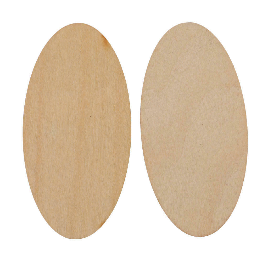 40pieces Natural Unfinished Wood Ellipse Cutout Shaped - 1.5 mm Thick Unpainted