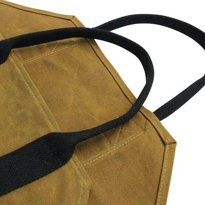 Heavy Duty Waterproof Canvas Outdoor Firewood Log Carrier Tote Storage Pouch  Qx