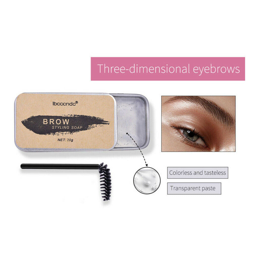 Makeup Eyebrow Soap Balm Brow Styling Gel with Angled Brows Shaper Brush