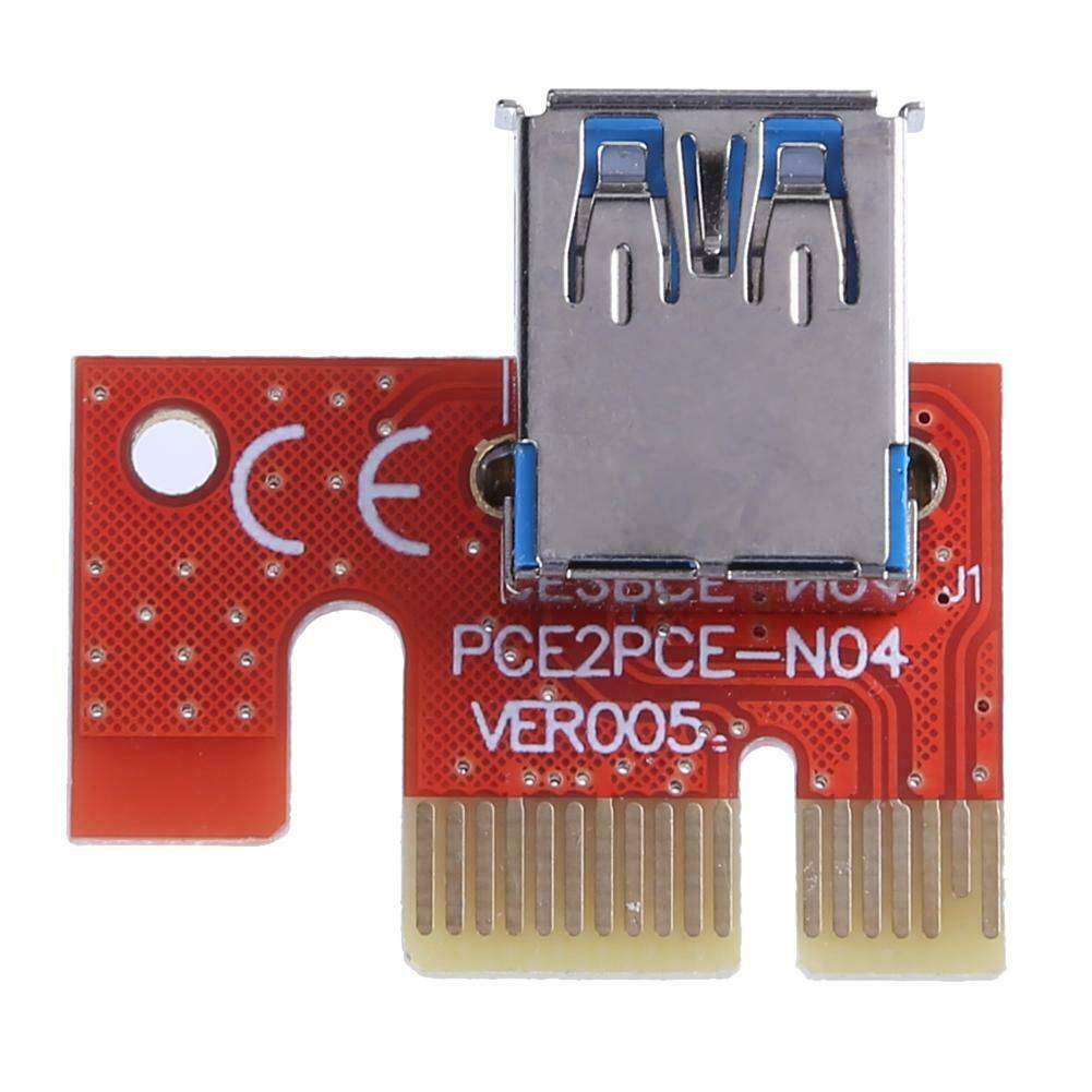 PCI Express Riser Card 1x to 16x USB3.0 Cable Power Wire for Bitcoin Mining @