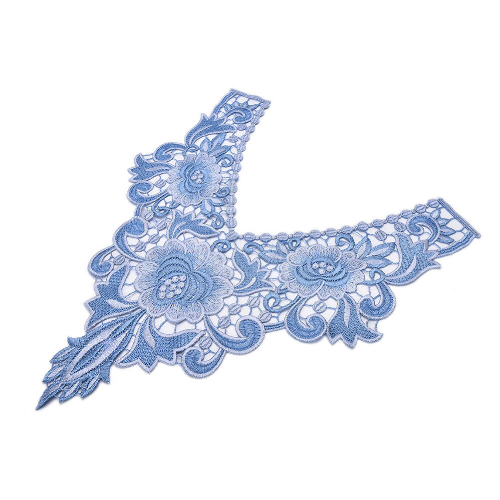 Embroidered Floral Lace Neckline  Neck Collar Trim Clothes Sewing Applique MiSJ