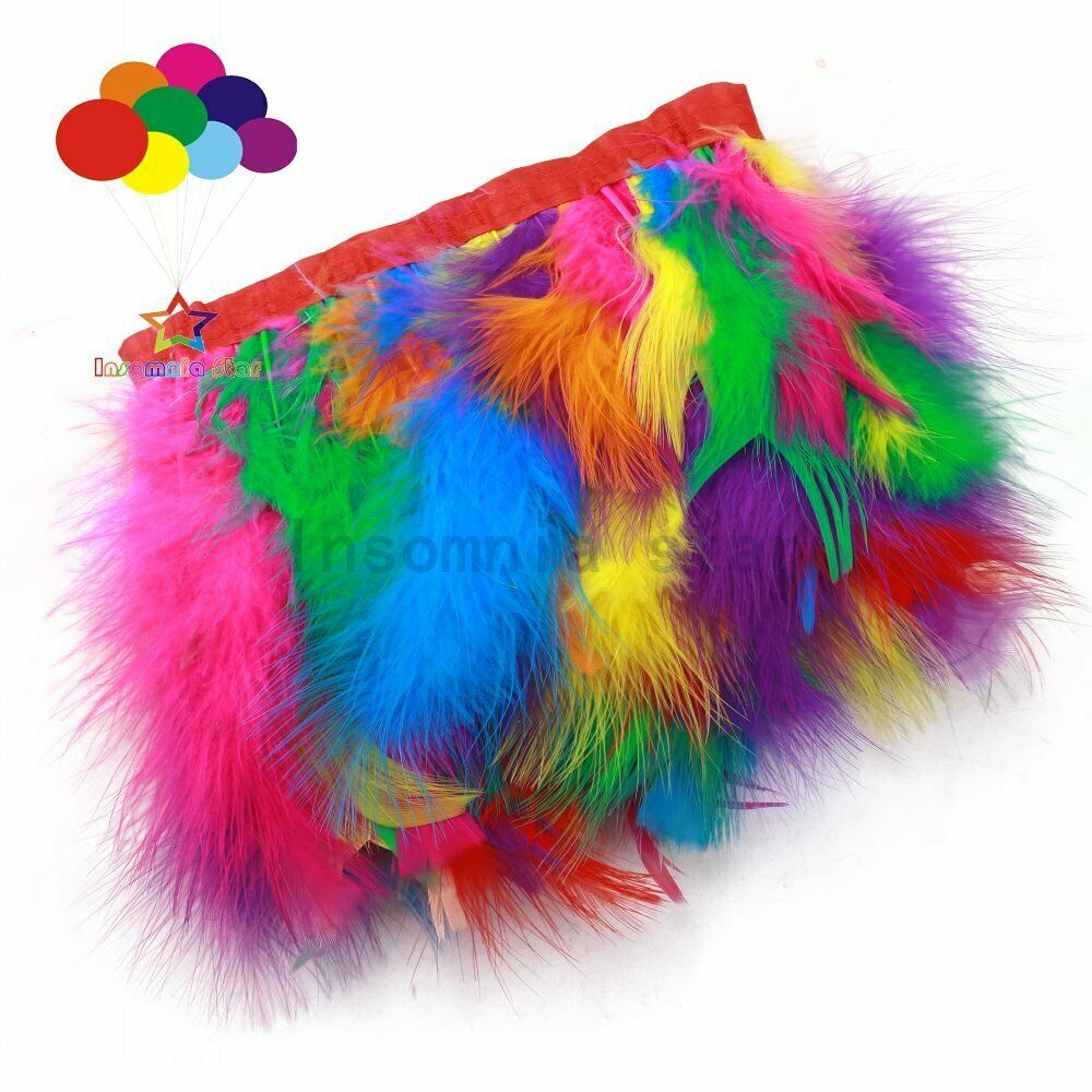 Wholesale 2 meter Multicolor Marabou Feather fringe trims Width 6-7 INCH Wedding